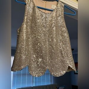 J.O.A. Gold Sequin Sleeveless Blouse Size M